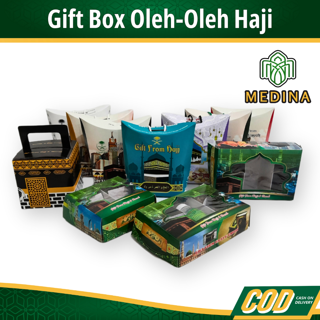 

Giftbox Box Per 50 pcs Snack Oleh Oleh Haji Umroh | Box Tenteng Tali Box Ka'bah Kabah | Harga Grosir