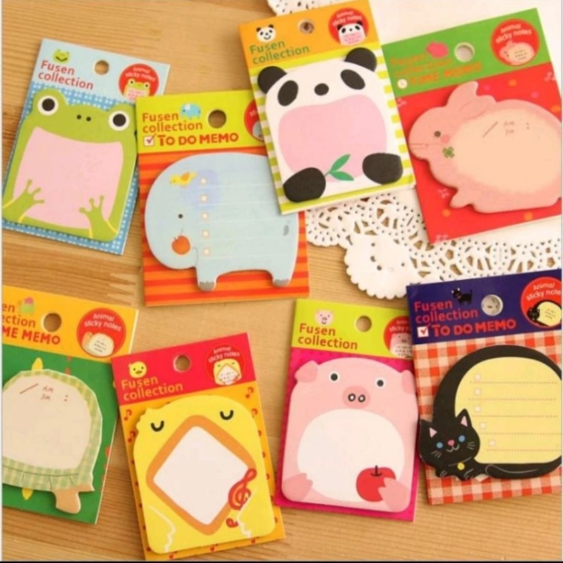 

Sticky Notes Lucu Motif Kartun Animal (3 PCS) Office Stationery Kertas- Random