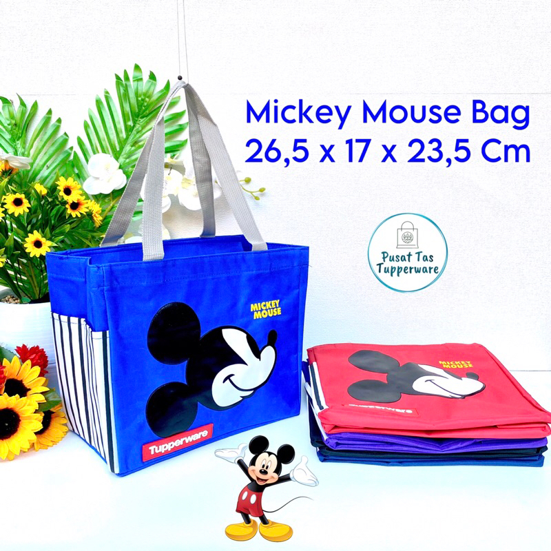 Tas Mickey Mouse Tupperware/Tas Bekal Mickey Mouse(Zipper Bunga Es)