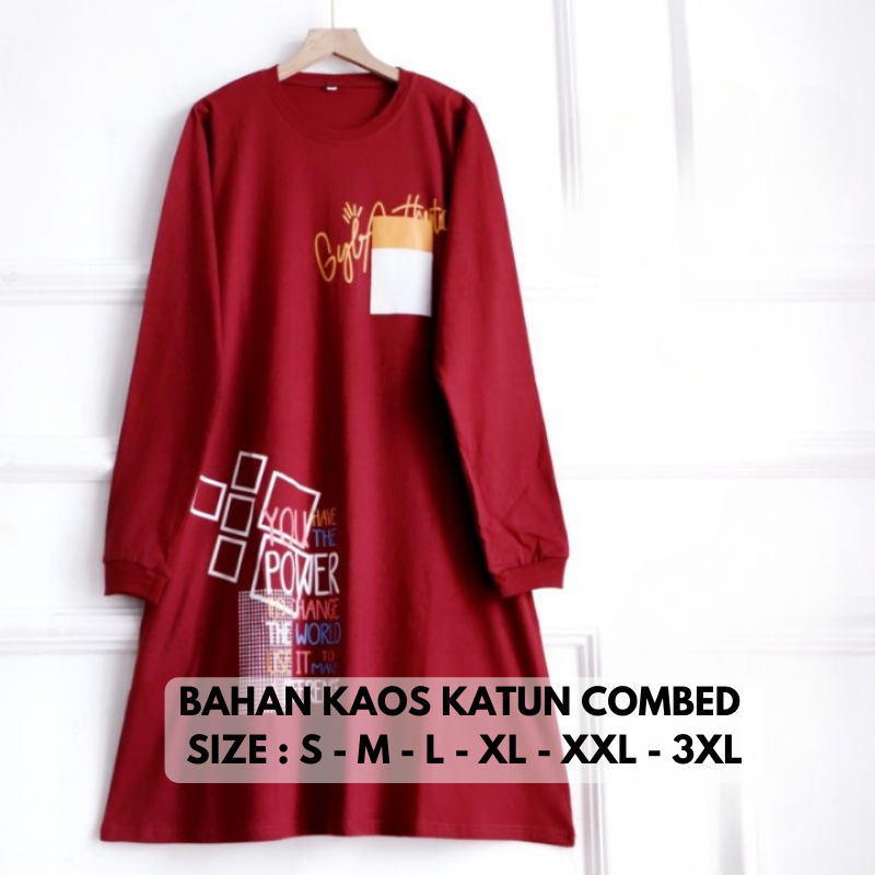 Tunik Wanita Terbaru Power Tunik Bahan Kaos Katun Combed Aplikasi Sablon Size  S M L XL XXL XXXL Blo