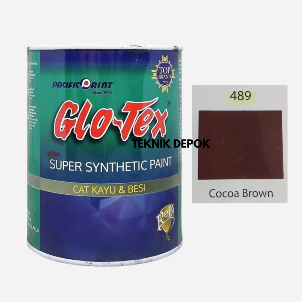 Cat Kayu Besi Glotex 489 Cocoa Brown Coklat Tua 1 kg Super Synthetic Paint Gloss Minyak