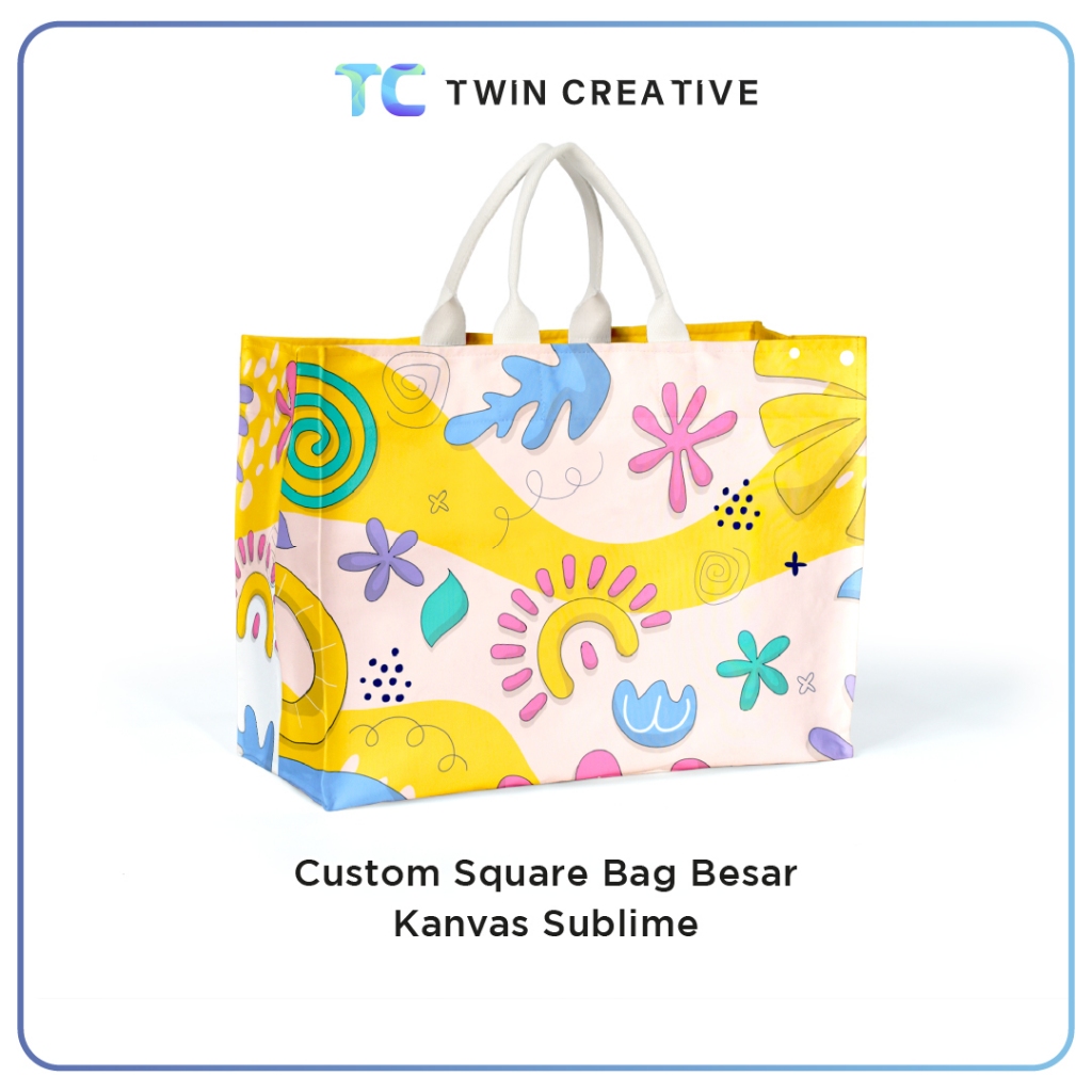 Custom Tote Bag Kanvas / Tas Travel Multifungsi / Totebag Jumbo - Square Bag Besar SBB.2