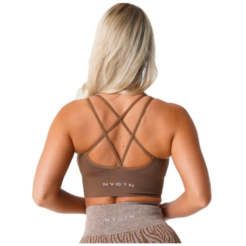 NVGTN Seamless Flourished Sports Bra Color MOCHA size M