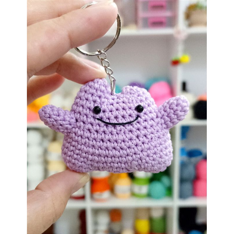 Gantungan Tas / Gantungan Kunci Pokemon Ditto Rajut / Pokemon Ditto Keychain / Pokemon Ditto Bag Cha