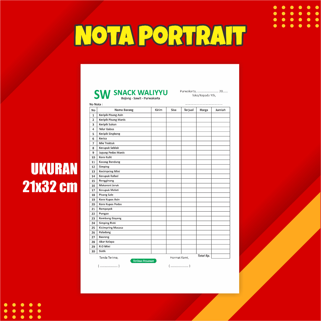 

H7Y Cetak Nota Full Colour 3 Ply Ukuran A4/F4, Cetak Nota Custon Nama Toko Sendiri