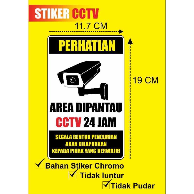 

Stiker CCTV latar putih 11x19 cm