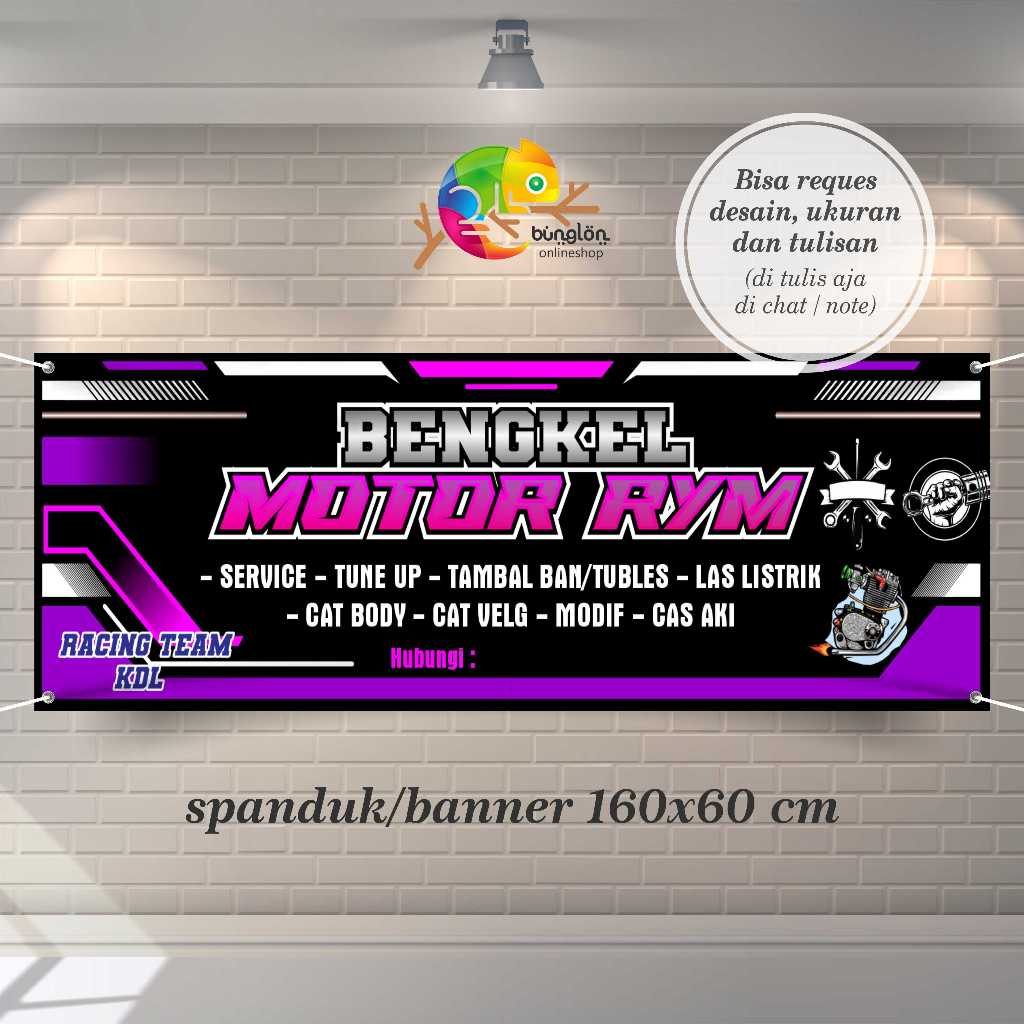 Spanduk Banner Bengkel Motor Free Custom Desain