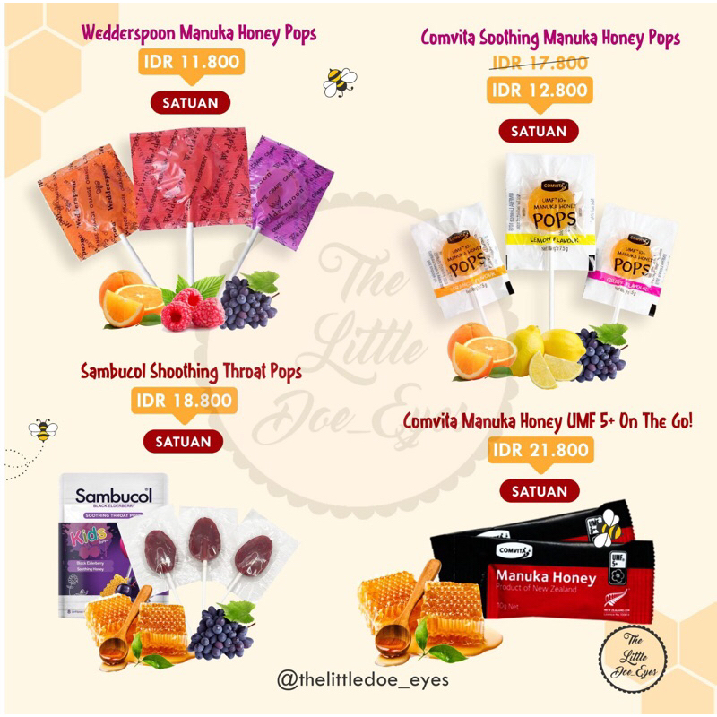 

[READY] SATUAN Wedderspoon / Comvita Organic Manuka Honey Pops