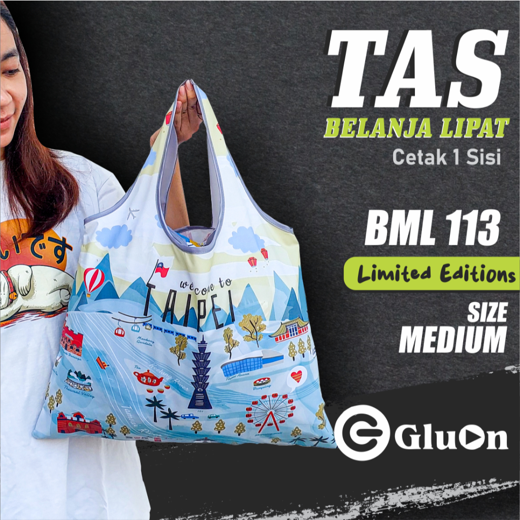 Shopping Bag Lipat Tas Belanja Lipat Totebag Lipat Souvenir Taipei size MEDIUM Limited Gluon BML 113