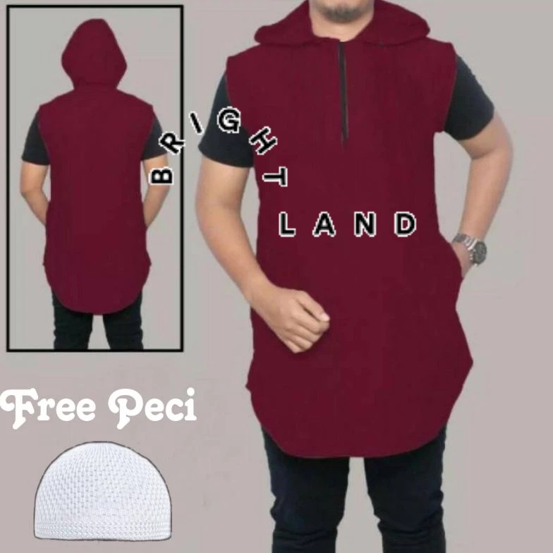 ART V5V Jaket Sweater Hoodie Rompi Sholat Pria Polos  Rompi Shalat  Baju Muslim  Koko Muslim