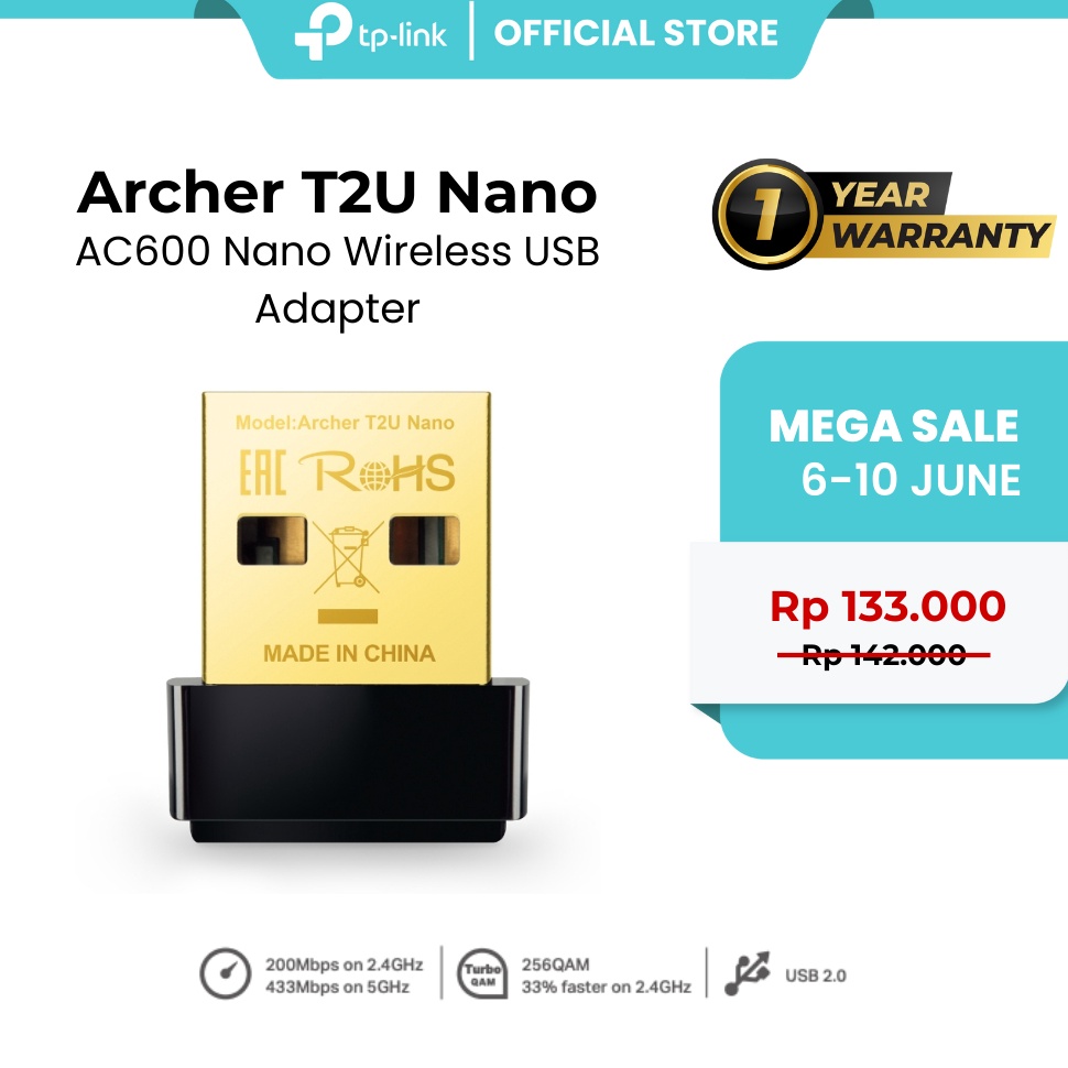 KODE N23N TPLink Archer T2UB NanoT2U Plus AC6 Nano 5 GHz Dual Band WiFi 5 Bluetooth 42 USB AdapterDo