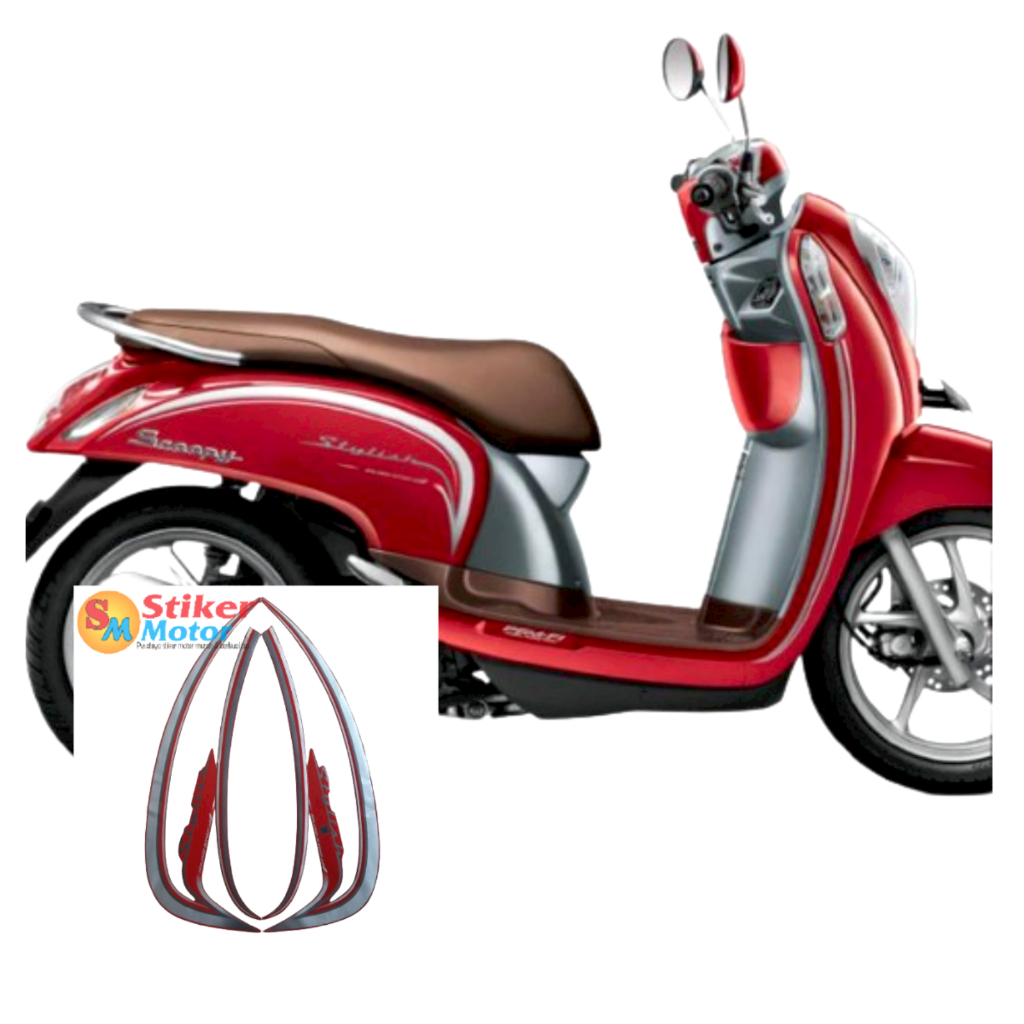 STRIPING STICKER LIS LES POLET BODY MOTOR SCOOPY STYLISH 2016 MERAH