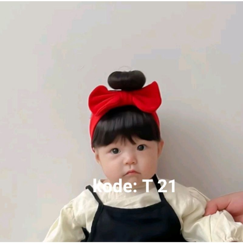 Bandana Wig Korea Poni Rambut Palsu Topi Cepol Bayi Newborn Anak