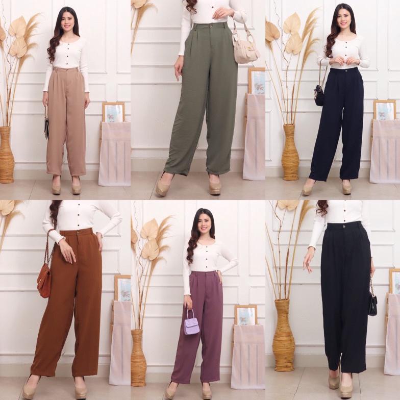 TRENDING  CELANA KULOT CRINKLE KANTOR KERJA ENJI JUMBO XXL FULL KARET MURAH GROSIR PGMTA MODELLANO K