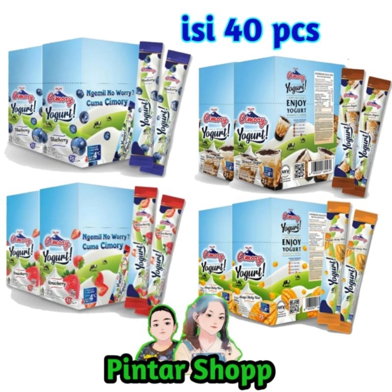 

isi 40 pcs cimory yogurt stick varian rasa blueberry strawberry mangga brown sugar dan original