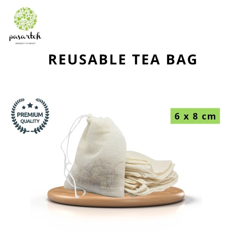 [ pasarteh ] Reusable Tea bag | Kain Kantong Teh Celup Kain Serut | Cotton Tea Bag I Min Pembelian 5