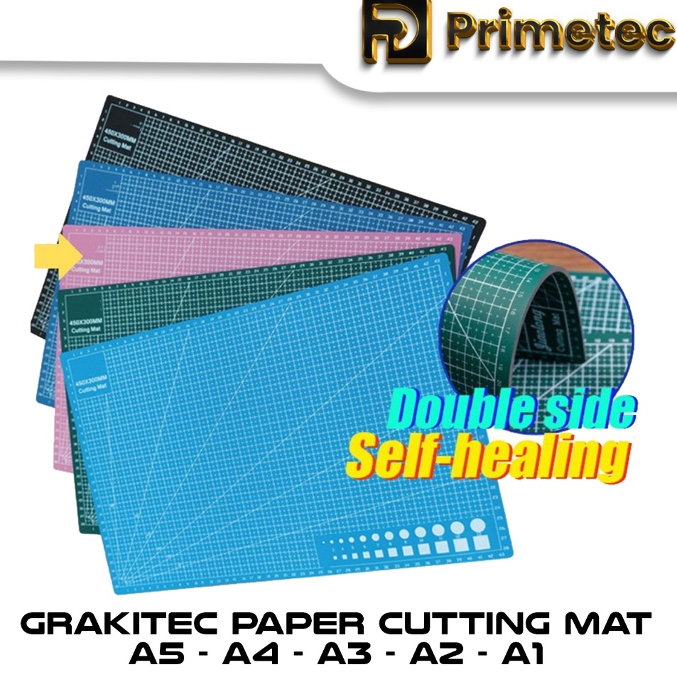 

Alas Potong Kes Cutting Mat A2 A1 Bahan PVC DoubleSide Self Healing untuk potong kes Primetec