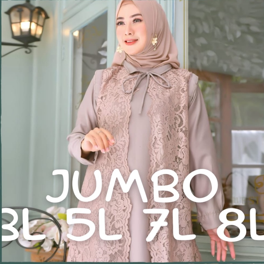 READY STOK Gamis JUMBO Set Inner dan Outer 2 in 1 Brukat Mix Toyobo Gamis Party Premium Gamis Pesta 