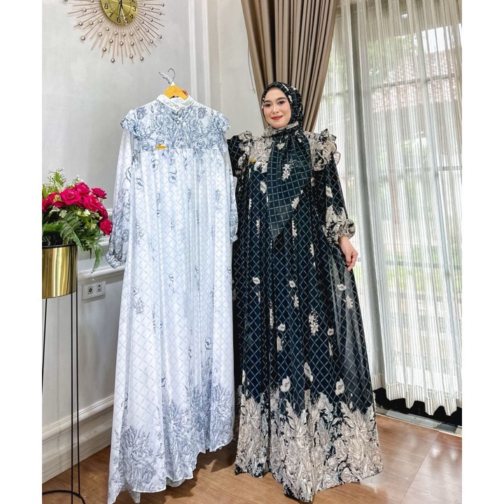 Ready Stok  NEW  READY DRESS YASMIN CERUTY SET HIJAB IMPORT BY M NABIL  GAMIS IMPORT SET HIJAB  GAMI