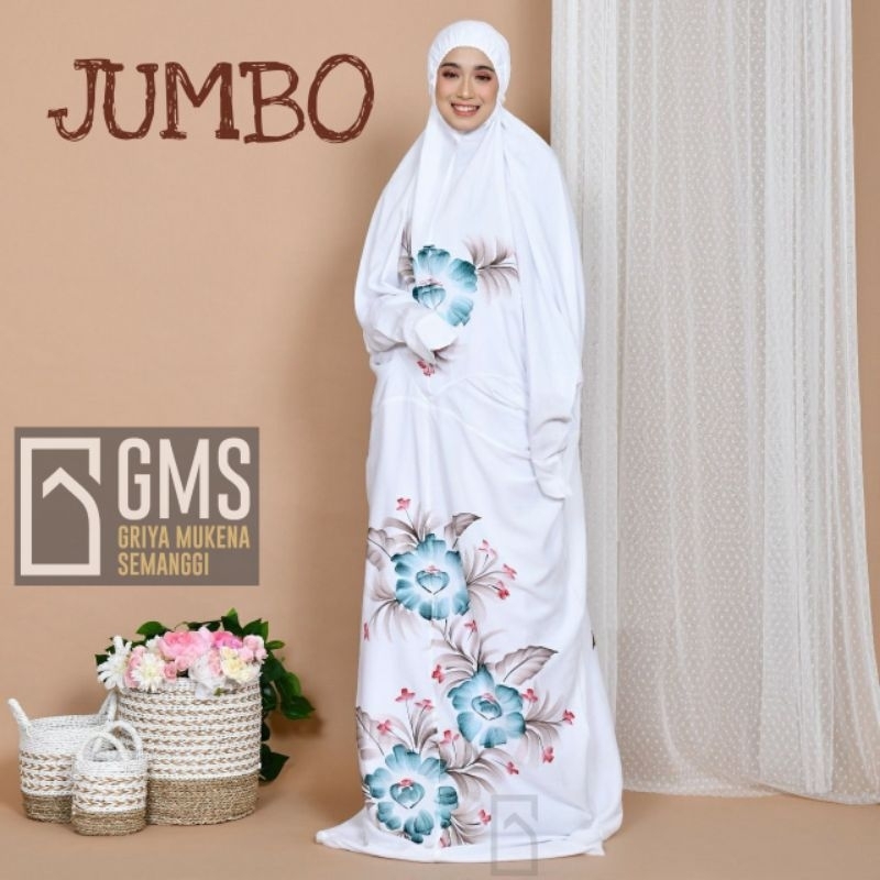Mukena Terusan Lukis Bunga Mawar JUMBO Bonus Tas Cantik Bisa COD Mukena Terusan Jumbo Mukena Bali Ju