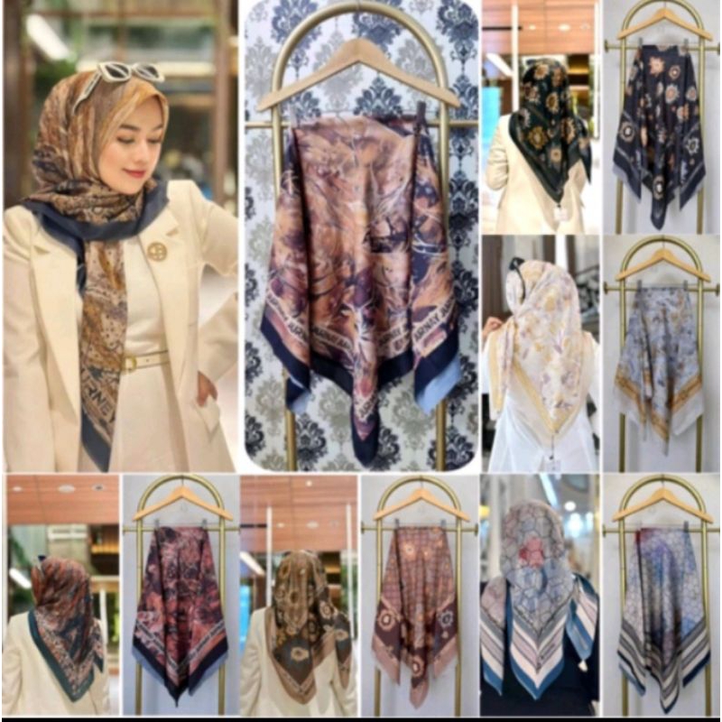 Hijab Segiempat Motif Journey KW by Aizza hijab / Journey KW Motif Terbaru Lasercut  110x110