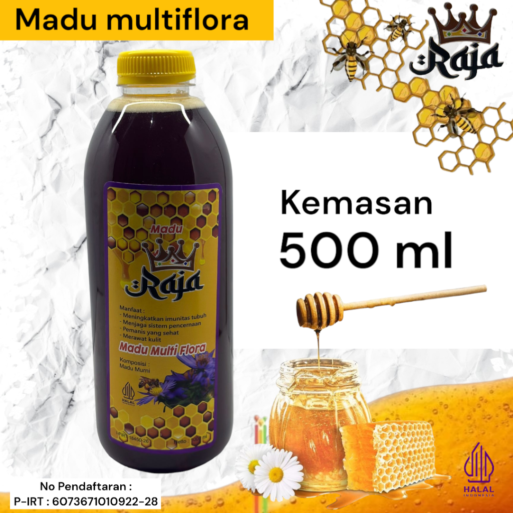 

Madu Raja Multi Flora 100% Murni Tampa Campuran Kemasan 500 Ml