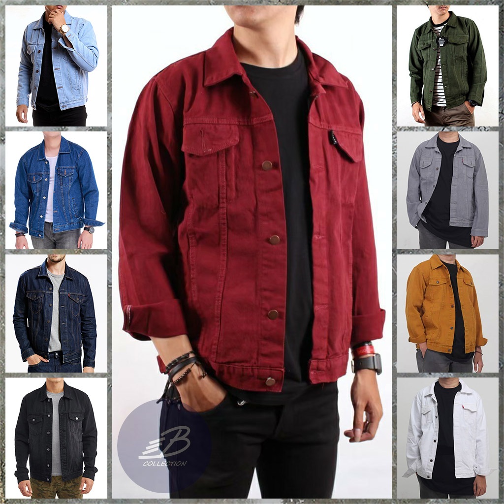 Jaket Jeans Pria Wanita Distro Bahan Denim Stretch Jumbo - Jaket Jeans Cowok Cewek Kancing Kerah Siz