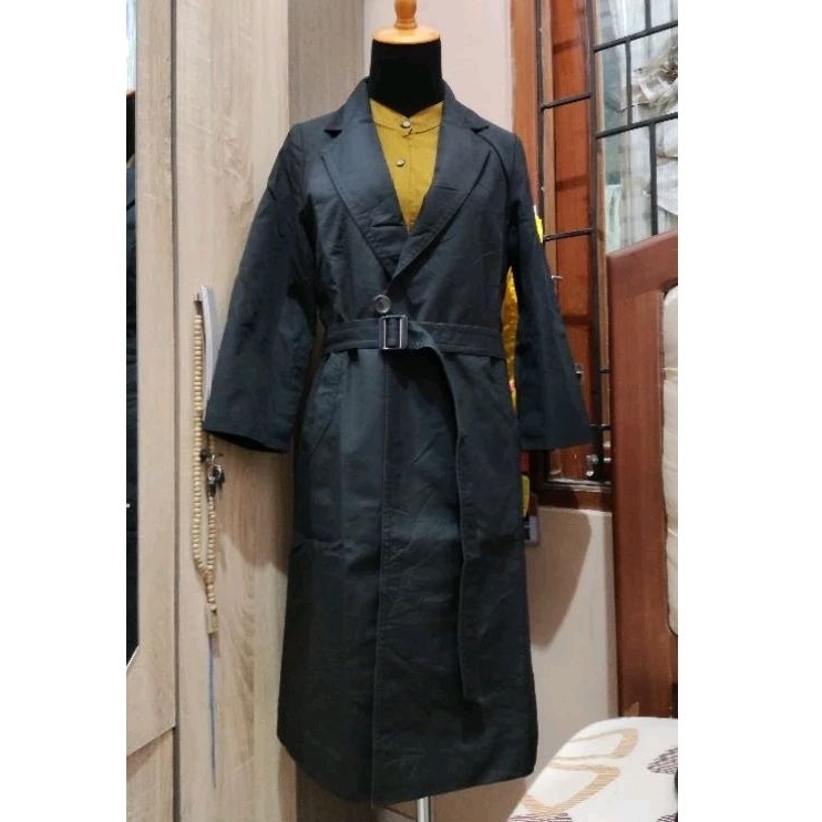 Long coat premium/ long coat katun/ long coat hitam/ outer cantik, preloved murah