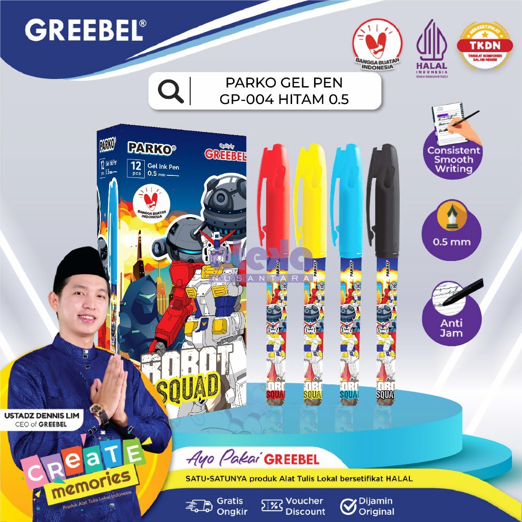 

PARKO Pulpen gel Greebel (PARKO GEL PEN GP-004 HITAM 0.5)