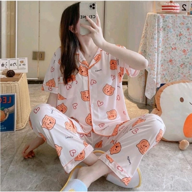piyama kancing cewek | baju tidur kancing cewek import | baju tidur cewek