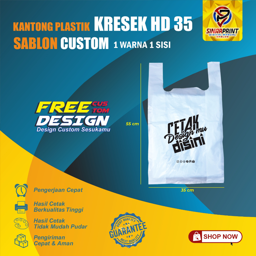 Sablon Kresek 35 Plastik HD Kemasan Makanan Toko Sepatu Sandal Laundry