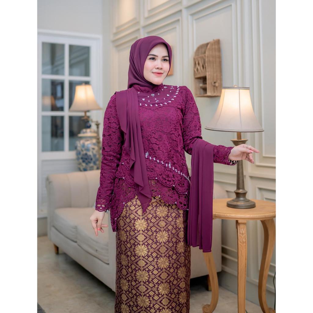Kebaya nahla tille selendang | Kebaya modern | Baju pesta pernikahan dan wisuda | Kebaya tunik selen