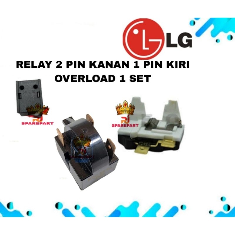 Relay 2 Pin Kanan 1 Pin Kiri + Overload Kulkas LG 1 Pintu Atau 2 Pintu