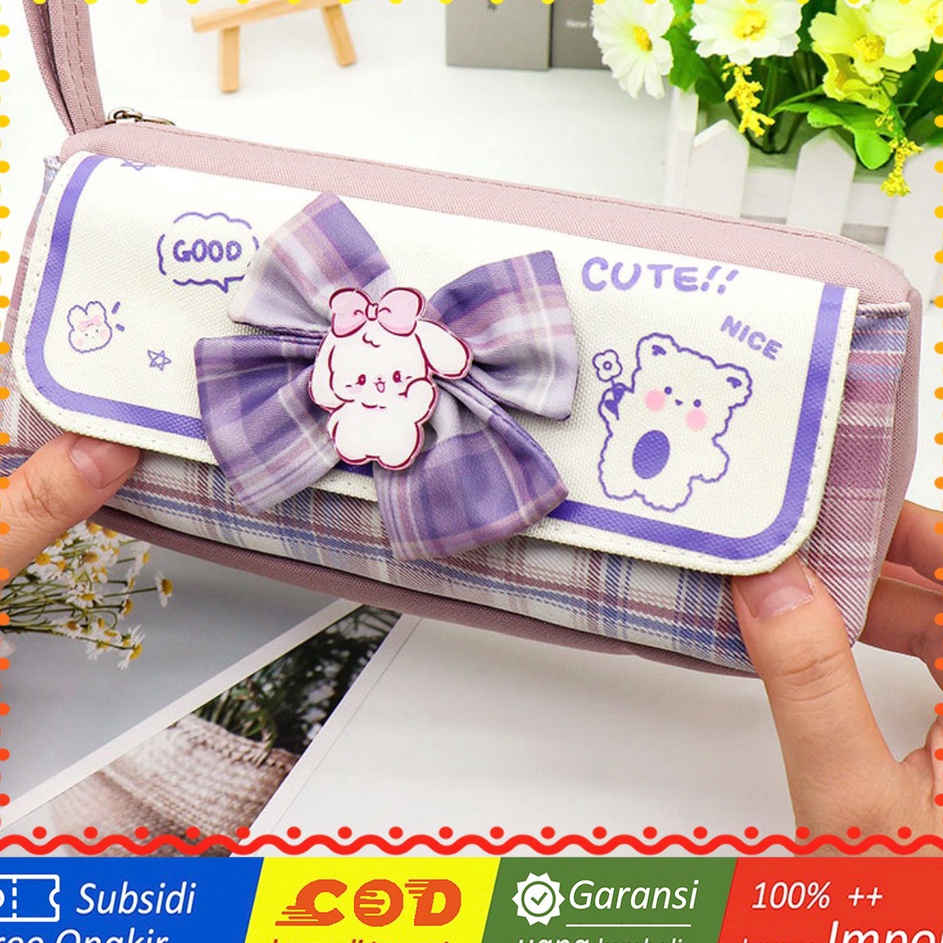 

TXS9 Korean Pen Pencil Case Ribbon Cute Kotak Tempat Pensil Box MKT