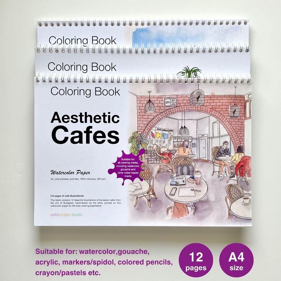 

Murah Banget Colorscape Watercolor Mixed Media Coloring Book Aesthetic Cafes Buku Mewarnai Dewasa