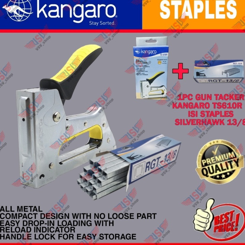 

Terupdate Kangaro Stapler TS61R isi staples SilverHawk tacker staples jok staples tembak TS 61 R
