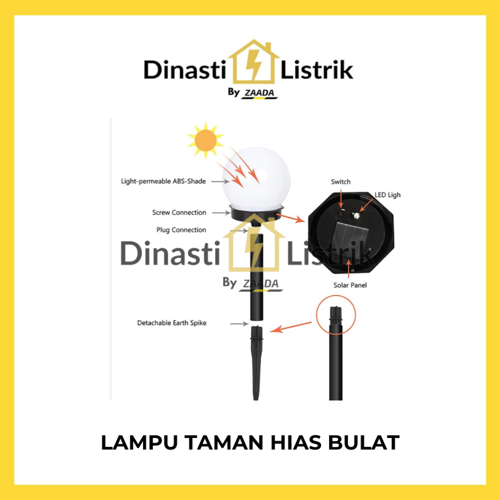 Lampu Taman Hias Bulat Solar-Tenaga Surya