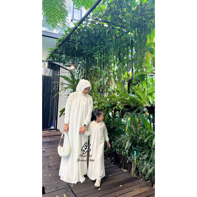 Aliya set couple/gamis set hijab/gamis bordir set/gamis bordir couple ibu dan anak