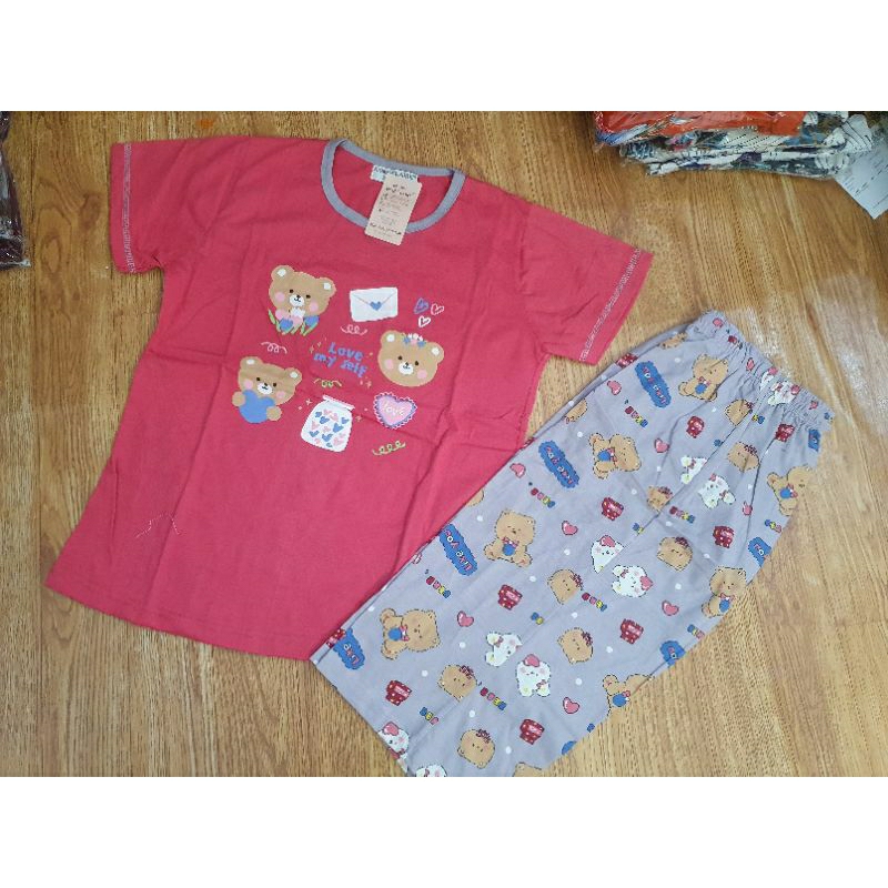 Babydoll anne claire Piyama celana 3/4 anne claire Bodyfit baju tidur wanita kaos anne claire