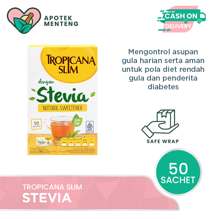 

Tropicana Slim Stevia Natural Sweetener 50 Sachet - Pemanis Alami Stevia