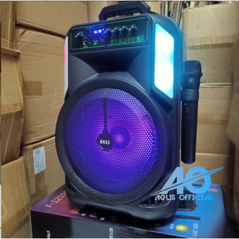 Fleco SPEAKER BLUETOOTH FLECO F 12106 LED 12 INCH FREE 2 MIC WIRELESS KARAOKE + REMOTE - SPEAKER KAR