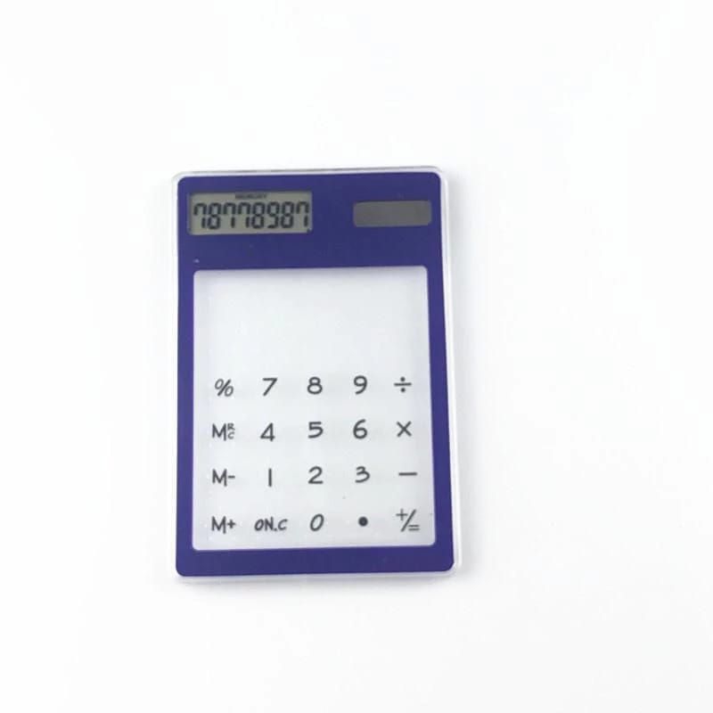 

Kalkulator Mini Ultra Tipis Transparan touchscreen tenaga Surya untuk Sekolah/Kantor