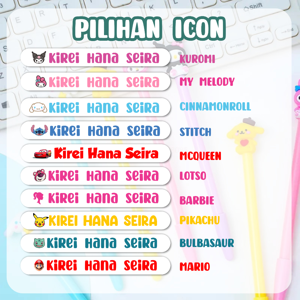 

H7Y STIKER ANAK PENSIL PULPEN 1 SET ISI 120PCS WATERPROOF