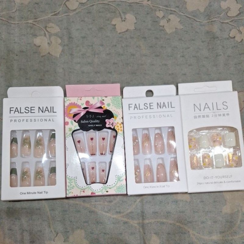 Kuku Palsu Nail Art Fake Nail Douyin Nude Floral