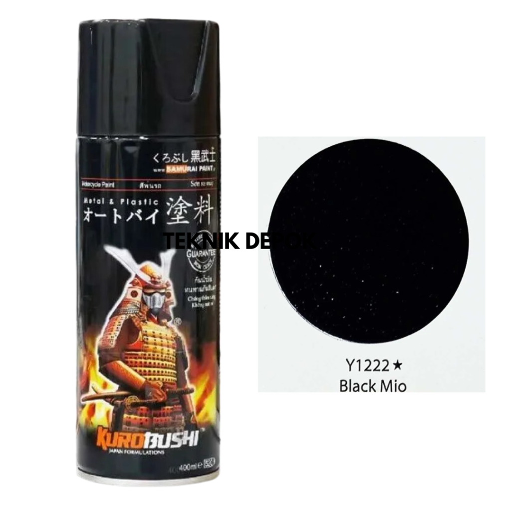 Pylox Samurai Y1222 Black Mio Hitam Cat Semprot Spray Paint Pilok Pilox Pylok 400 ml Perwarna Besi K
