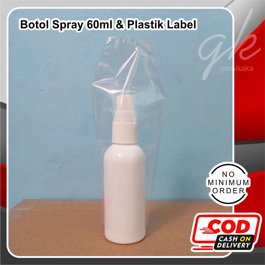 ( PROMO PAKET ) BOTOL SPRAY PUTIH uk. 60ml + PLASTIK SEGEL / KEMASANNYA , Botol Sepray Warna Putih N
