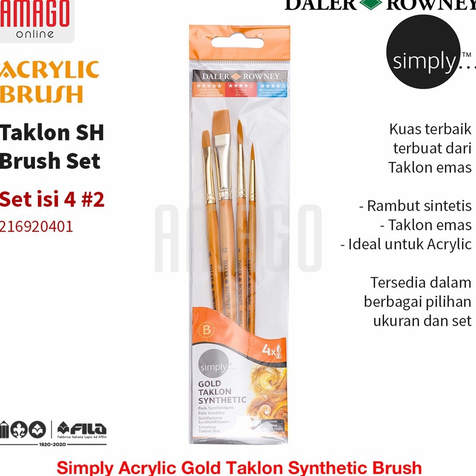 

DALERROWNEY Simply Acrylic Gold Taklon Brush Set 4 pcs 2 2169241