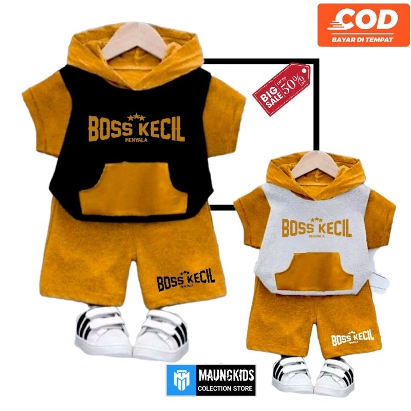 Viral  Setelan Baju Anak Set Hoodie Anak 1-5 Tahun Hoodie Bos Kecil