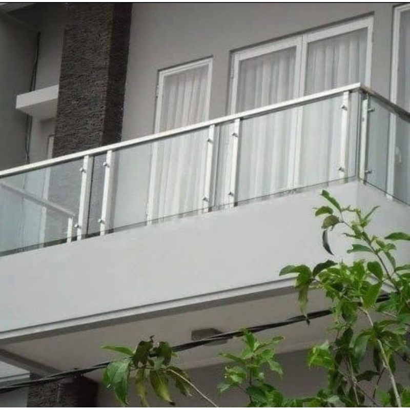 Stainles kaca tempered balkon dan railing