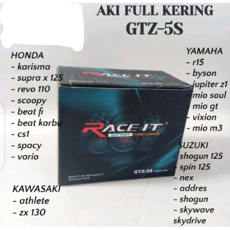 Aki kering beat Aki motor metik beat Vario fi / karbu gtz 5s